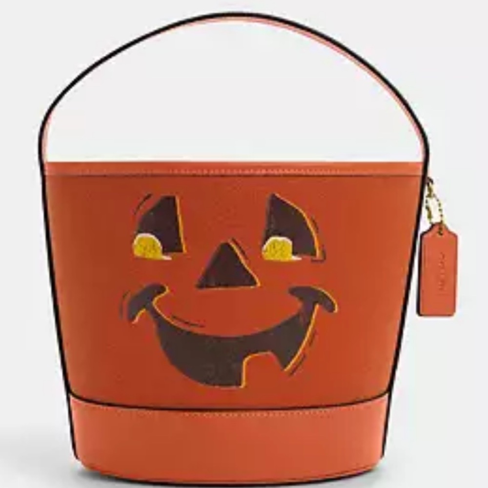 🎃 COACH Trick Or Treat Bucket With Halloween Pumpkin In Regenerative Cotton 🎃